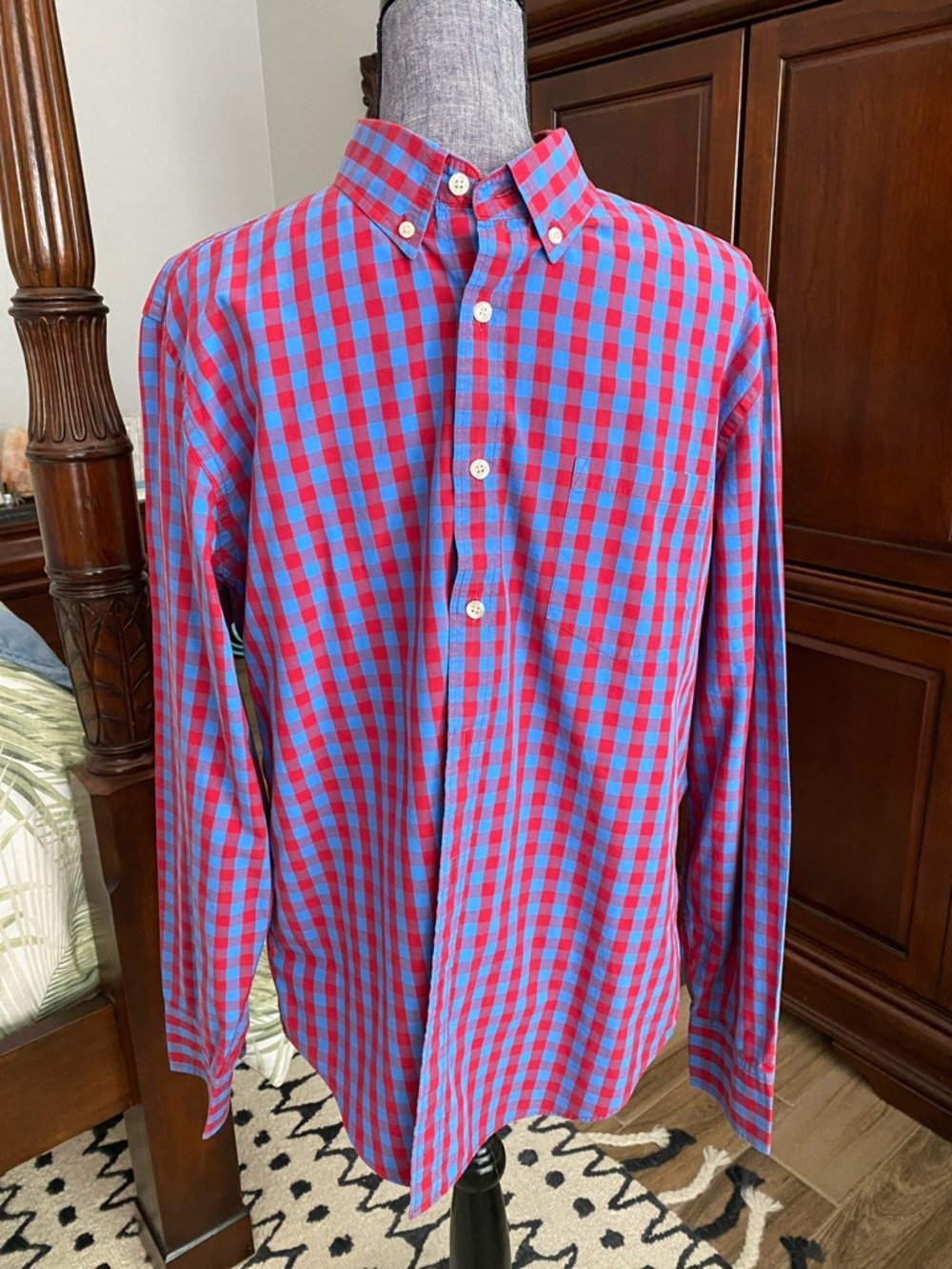 J. Crew Red and Blue Checked Button-Down Shirt